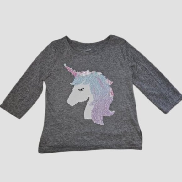 Arizona Jean Company Other - ARIZONA JEANS CO Gray Sequined Unicorn Pullover Top Girls Size 7-8